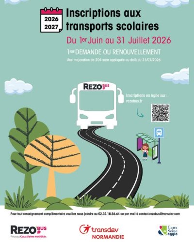 INSCRIPTIONS AUX TRANSPORTS SCOLAIRES POUR L&rsquo;ANNÉE 2026-2027 JUSQU&rsquo;AU 31 JUILLET :