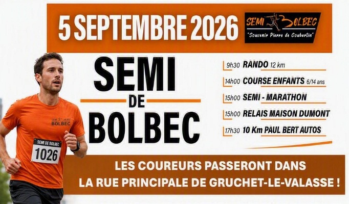 VENEZ APPLAUDIR LES COUREURS DU SEMI MARATHON QUI PASSERONT EN CENTRE-VILLE DE GRUCHET